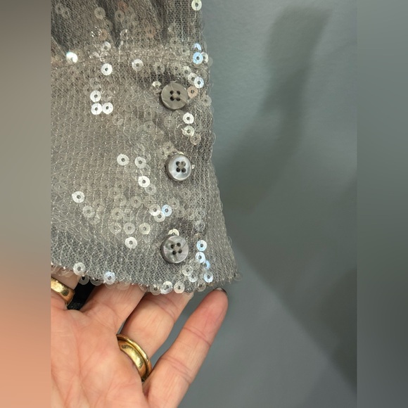 Free People Disco Margarita Sequin
Button Down Top in Silver Large - Picture 5 of 10